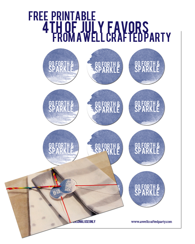 4th of July Favor Printables-- Free at A Well Crafted Party
