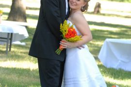 orange and yellow wedding attire