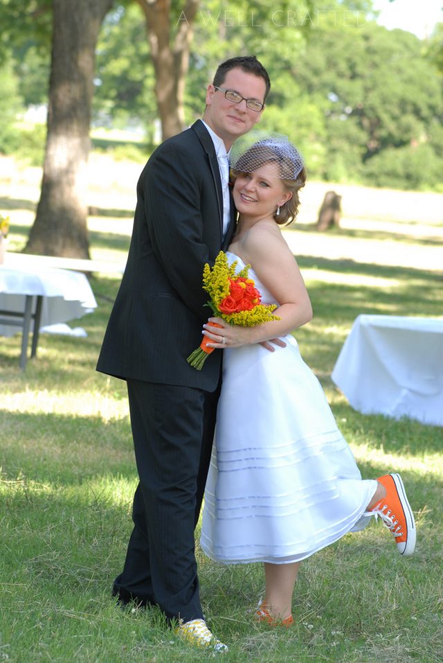 orange and yellow wedding attire