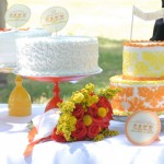 Orange and Yellow Wedding Cake Table