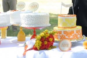Orange and Yellow Wedding Cake Table