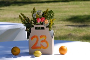 Lunch Boxes doubled as centerpieces