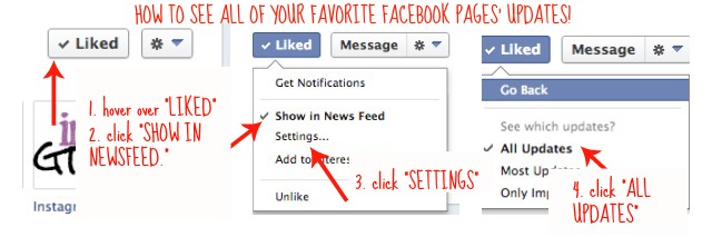 Four steps to see all your favorite Facebook Pages' updates!