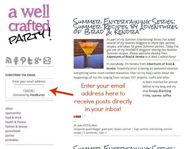 subscribe to A Well Crafted Party via Email
