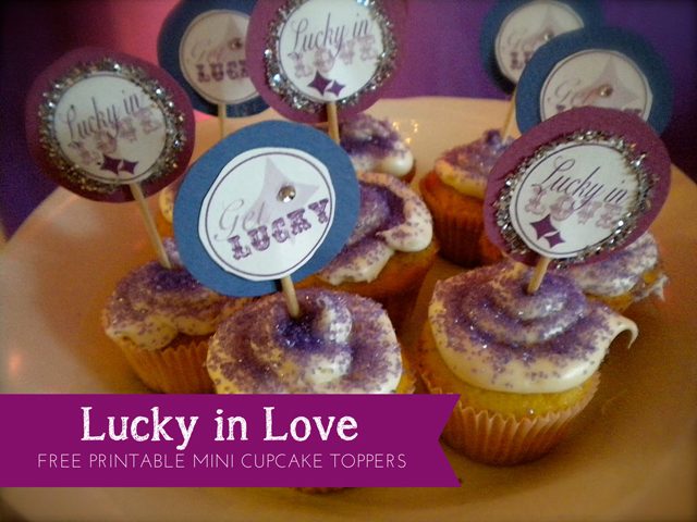 Lucky in Love Mini Cupcake Toppers Free Printables from A Well Crafted Party