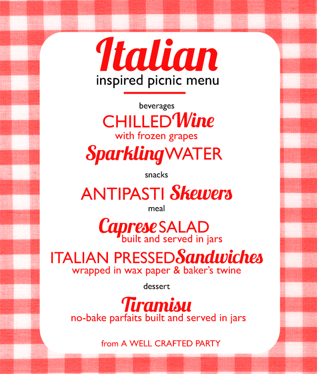 Italian Inspired Picnic Menu