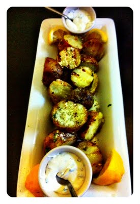 Grilled Potatoes topped with blue Cheese Crumbles // A Well Crafted Party