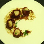 Bacon Wrapped Scallops with a Fig Spread