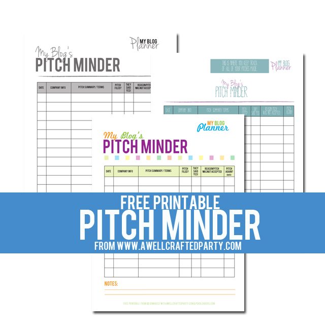 Free Printable Pitch Minder // A Well Crafted Party