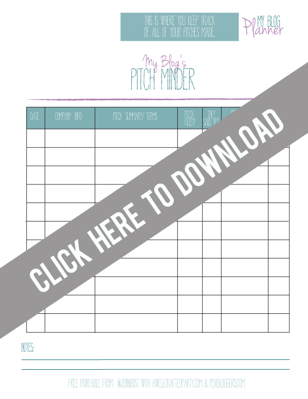 Free Printable Pitch Minder // A Well Crafted Party