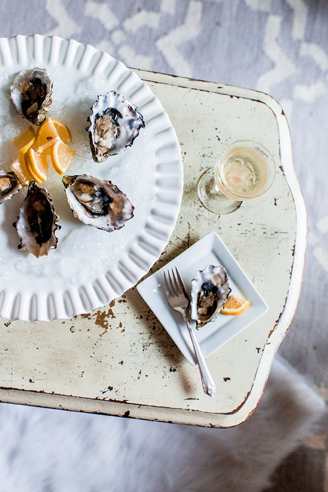 Tabasco Shaved Ice Topped Oysters // A Well Crafted Party images via Mary Boyden View More: http://maryboyden.pass.us/newyearseveparty