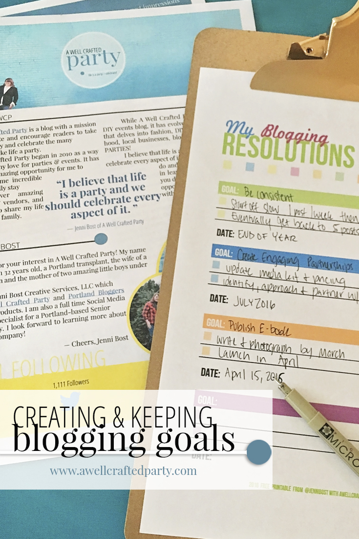 Tips for Creating and Keeping your 2016 Blogging Goals