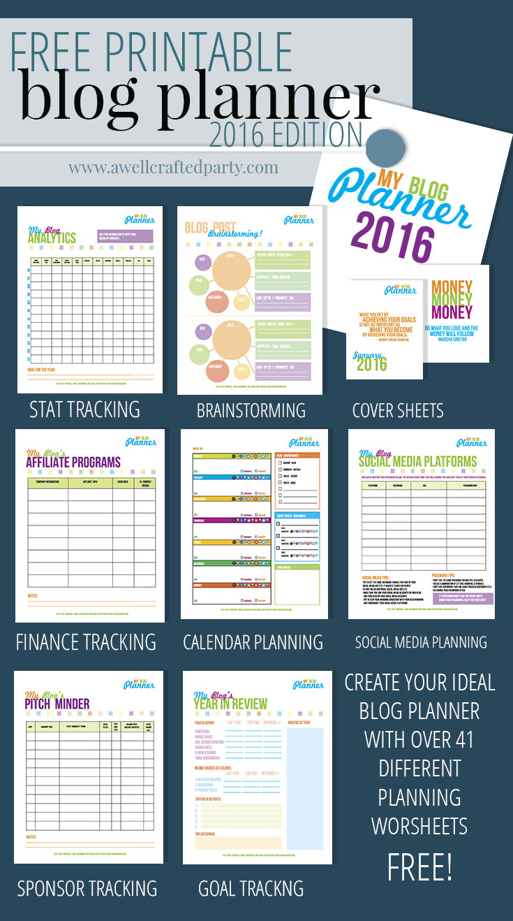 Free Printable Blog Planner from A Well Crafted Party