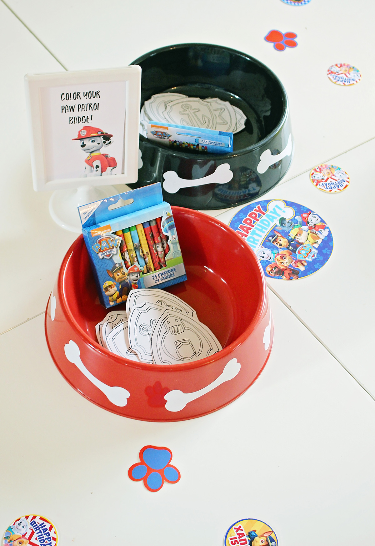 Paw Patrol Party make your own badge station. 