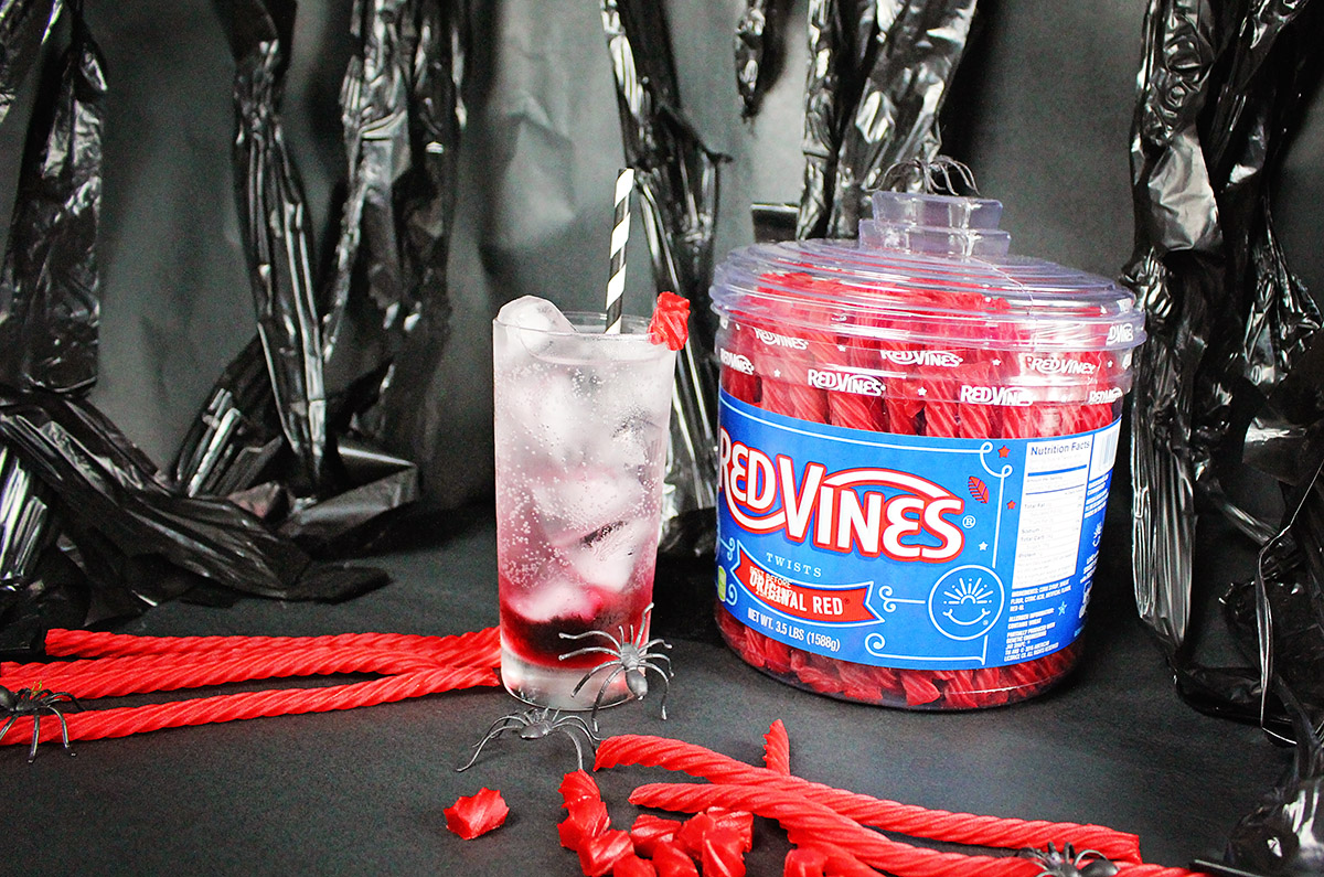Halloween Drinks - Non Alcoholic Beverage with Red Vines from A Well Crafted Party