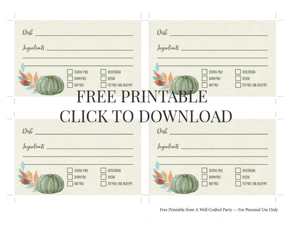 Thanksgiving Potlucks &amp; Free Thanksgiving Printables – A Well Crafted Party
