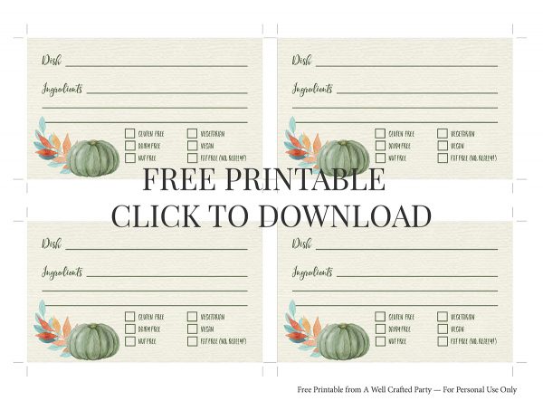Thanksgiving Potlucks &amp; Free Thanksgiving Printables – A Well Crafted Party