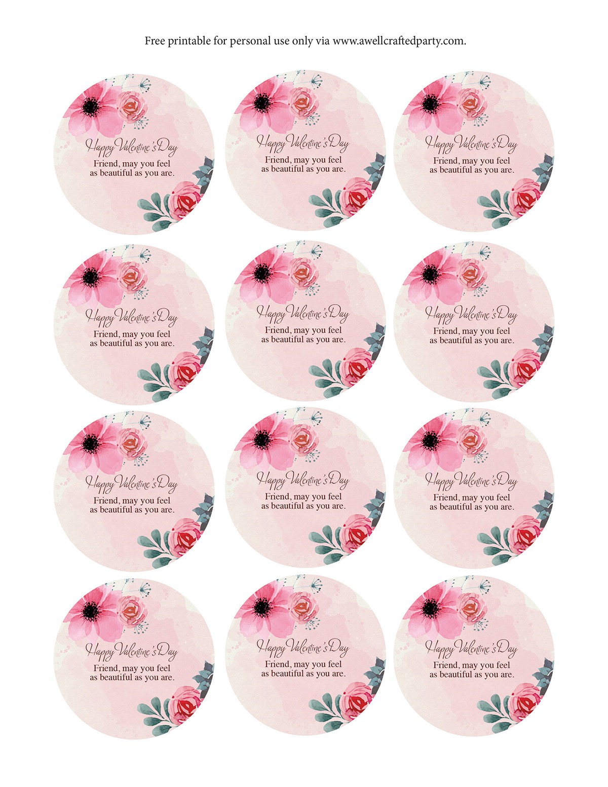 Free Printable Valentine's Day Gift Tags - A Well Crafted Party
