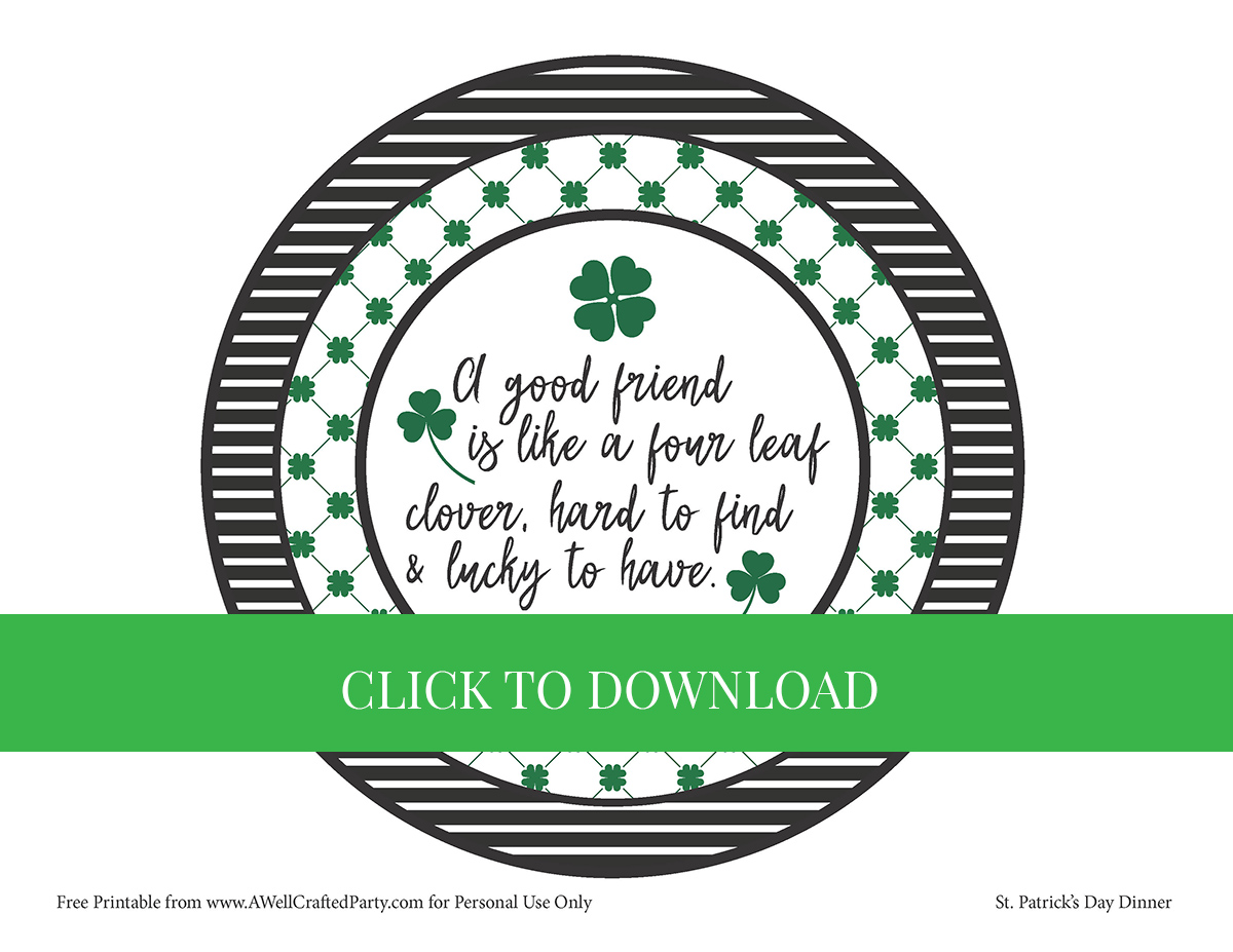 St. Patrick's Day Free Printable from A Well Crafted Party