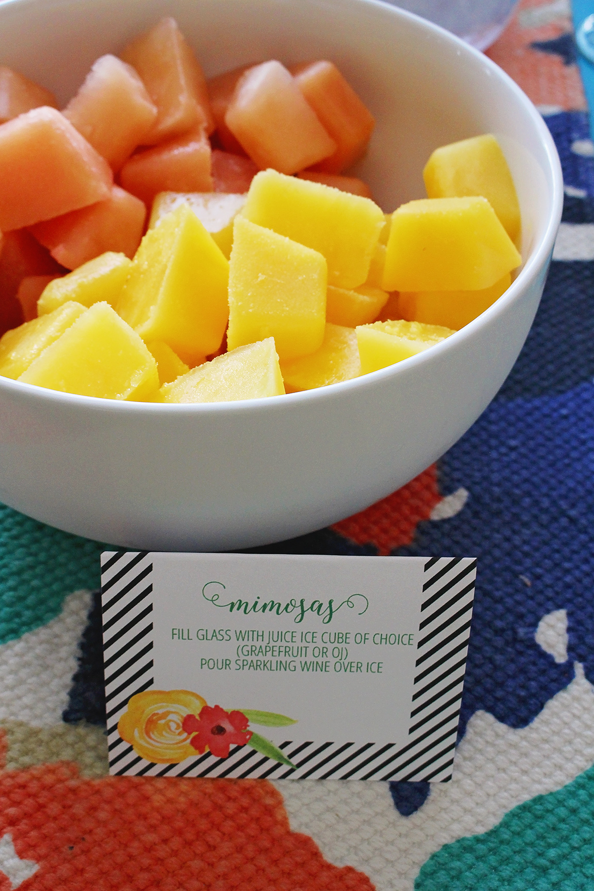 Graduation Party - Freeze Juice ahead of time to make delicious and easy to build mimosas | A Well Crafted Party