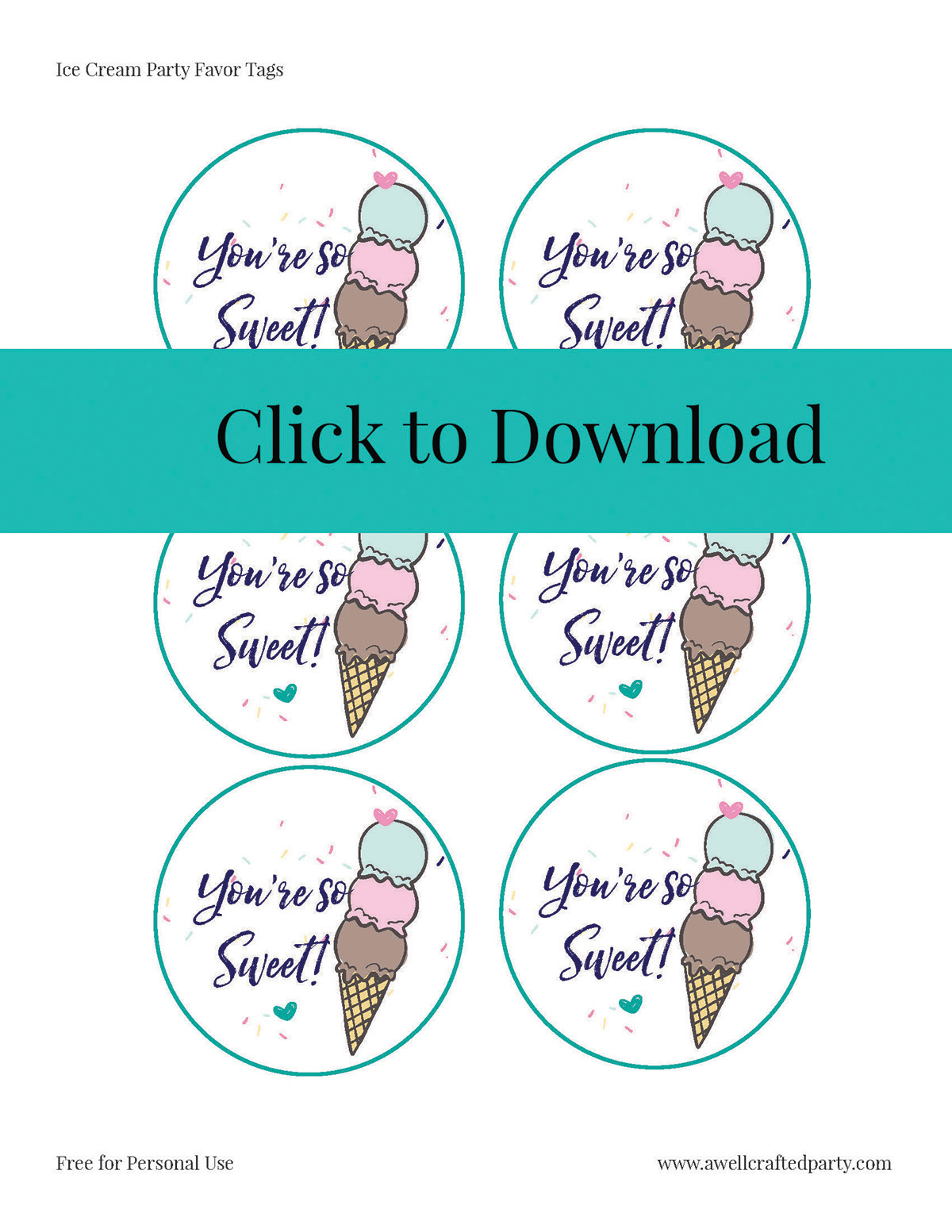 Ice Cream Party Free Printables | A Well Crafted Party