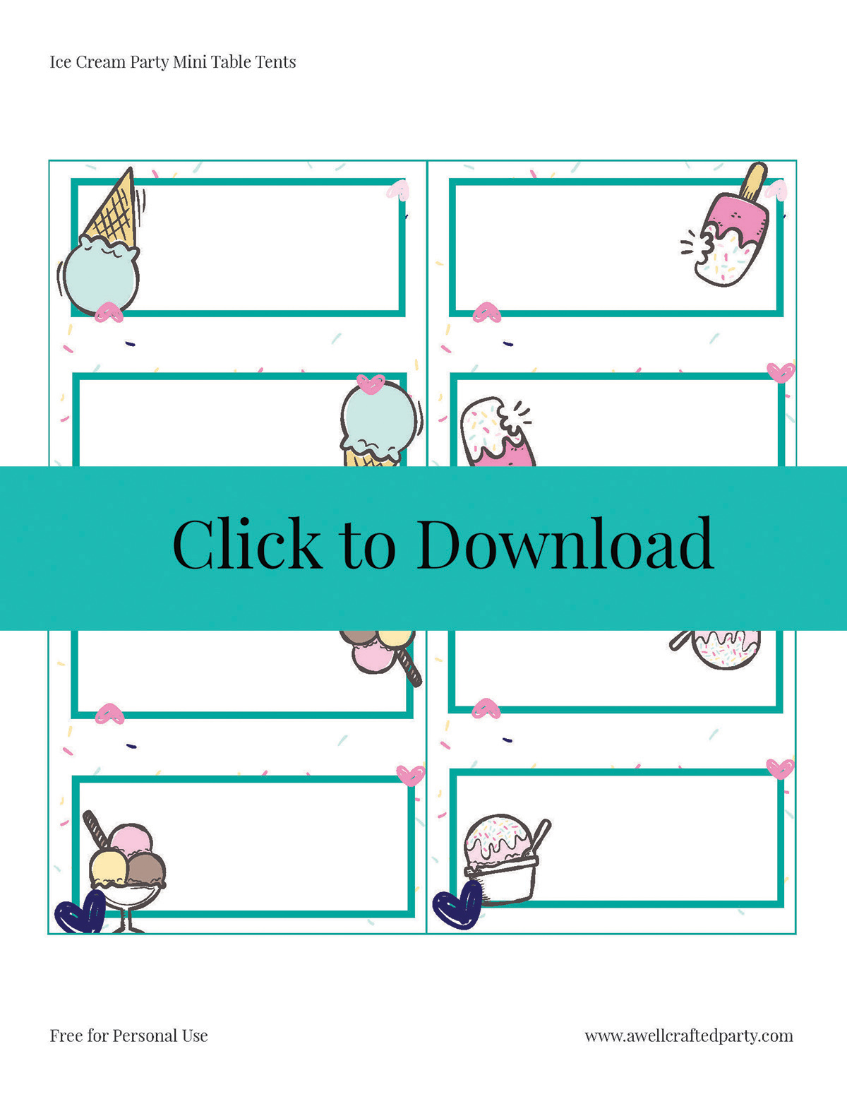 Ice Cream Party Free Printables | A Well Crafted Party