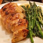 Sweet Glazed Chicken with Asparagus and Garlic Mashed Potatoes