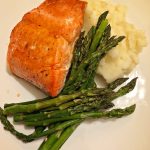 Sweet Glazed Salmon with Asparagus and Garlic Mashed Potatoes
