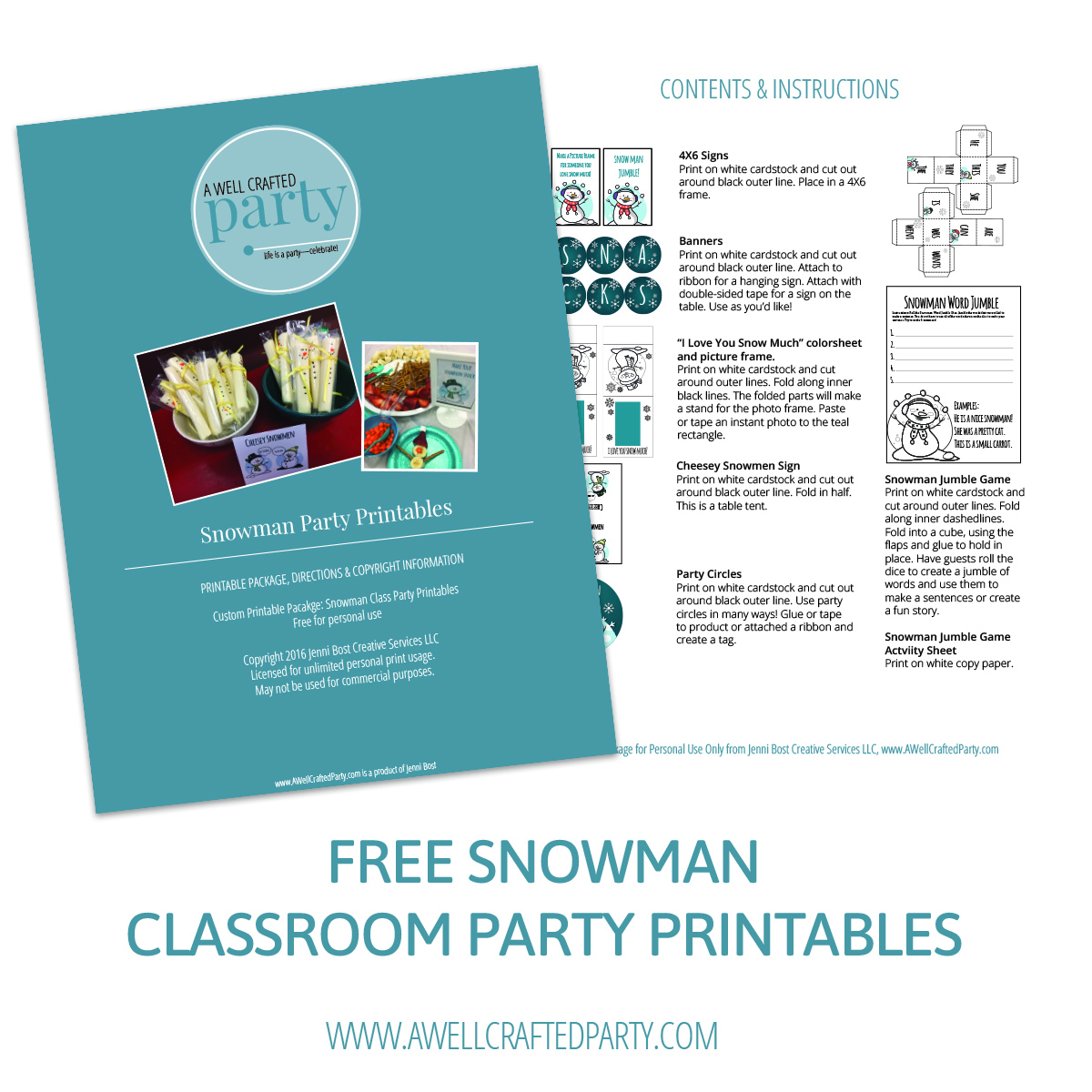 Free Snowman Party Printables | A Well Crafted Party