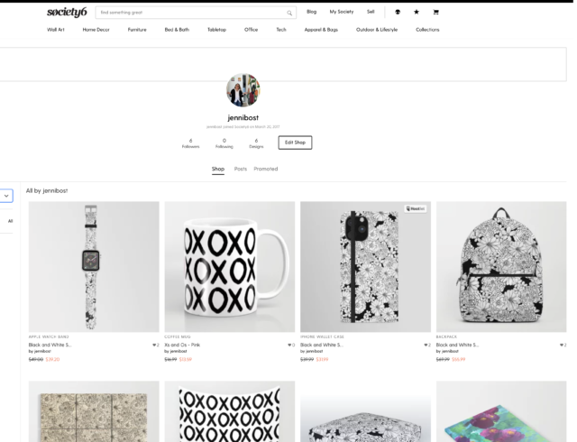 society6 shop screenshot