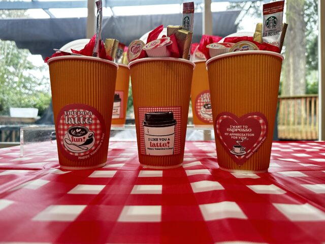 Coffee Cup Favors with Free Printable Coffee Valentine Stickers