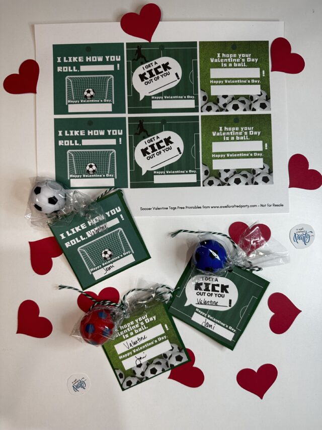 soccer themed Valentine printables and soccer valentines for school