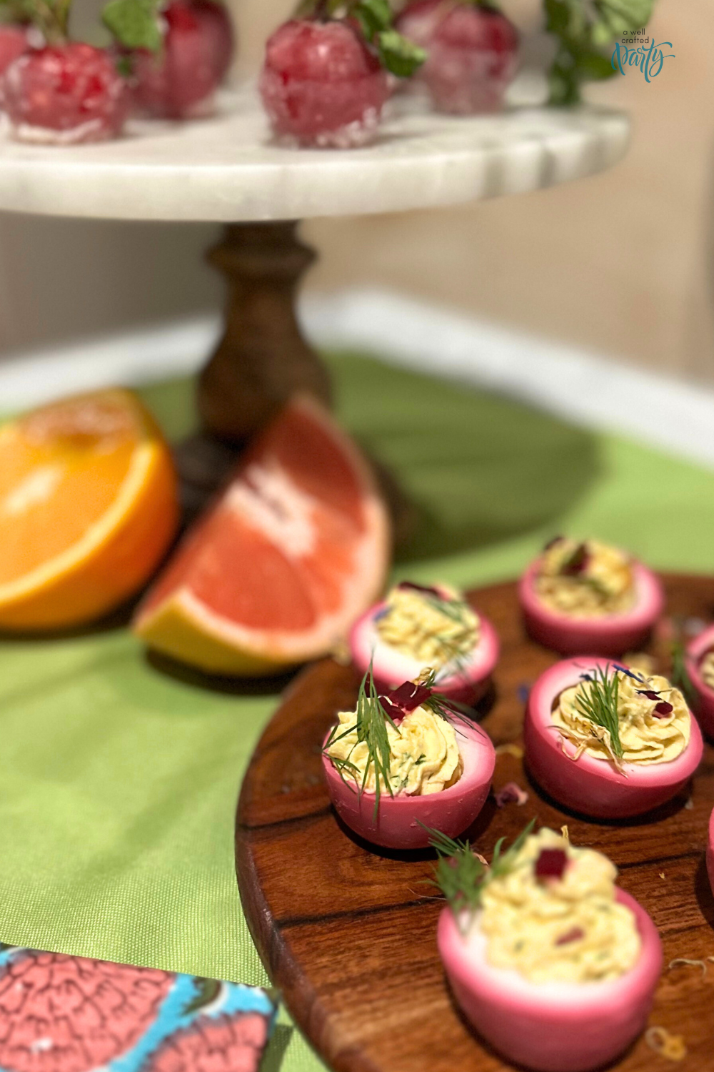 Deviled Eggs on wooden board